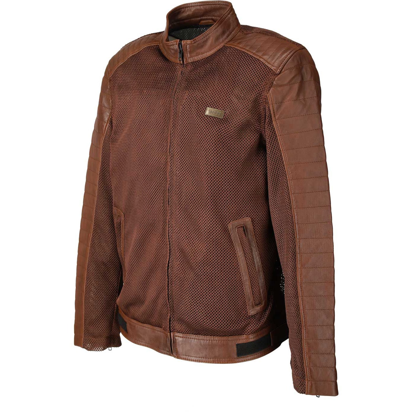 通気性 メッシュジャケット +レザー ブラウン サイズXL RLSJ1301BROWN-XL