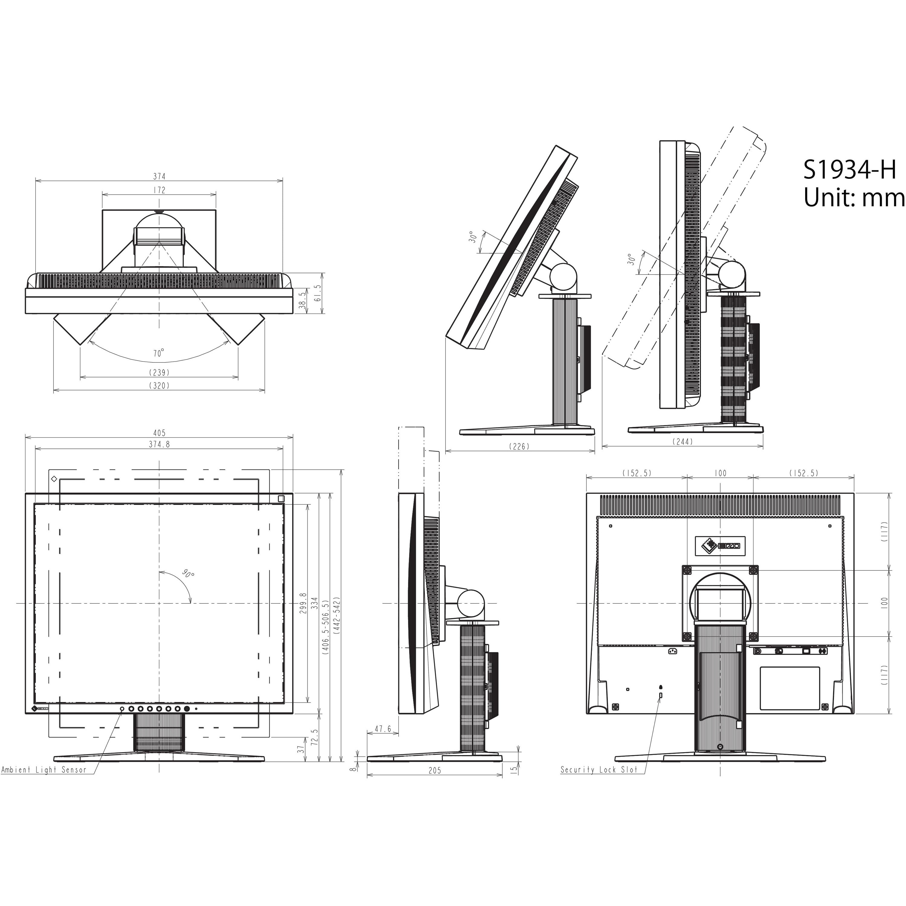 S1934-HBK 48cm(19．0)型カラー液晶モニター FlexScan S1934-H