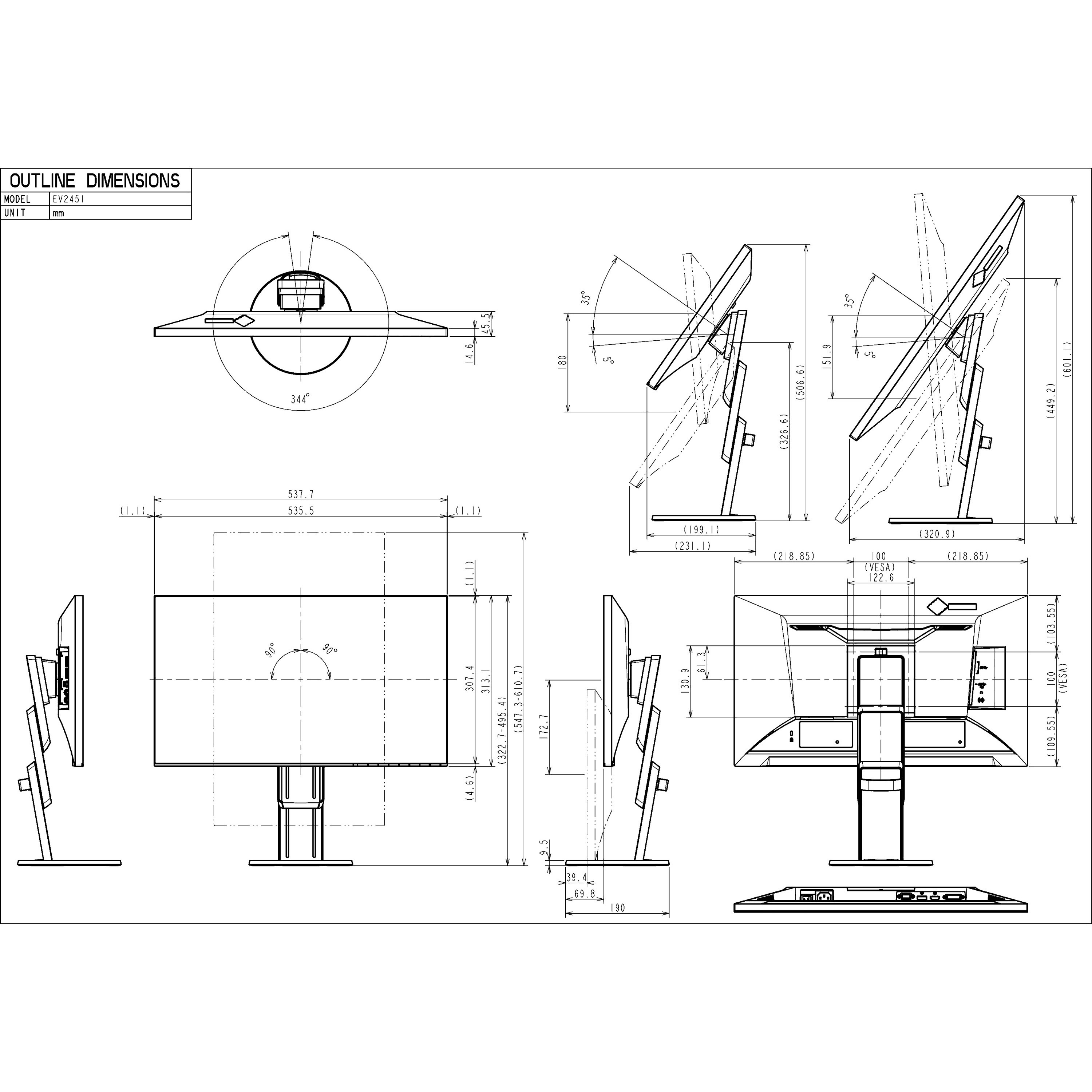 6872 EIZO EV2451 23.8型 フルHD IPS スピーカー内蔵 EV2451-BK 60cm