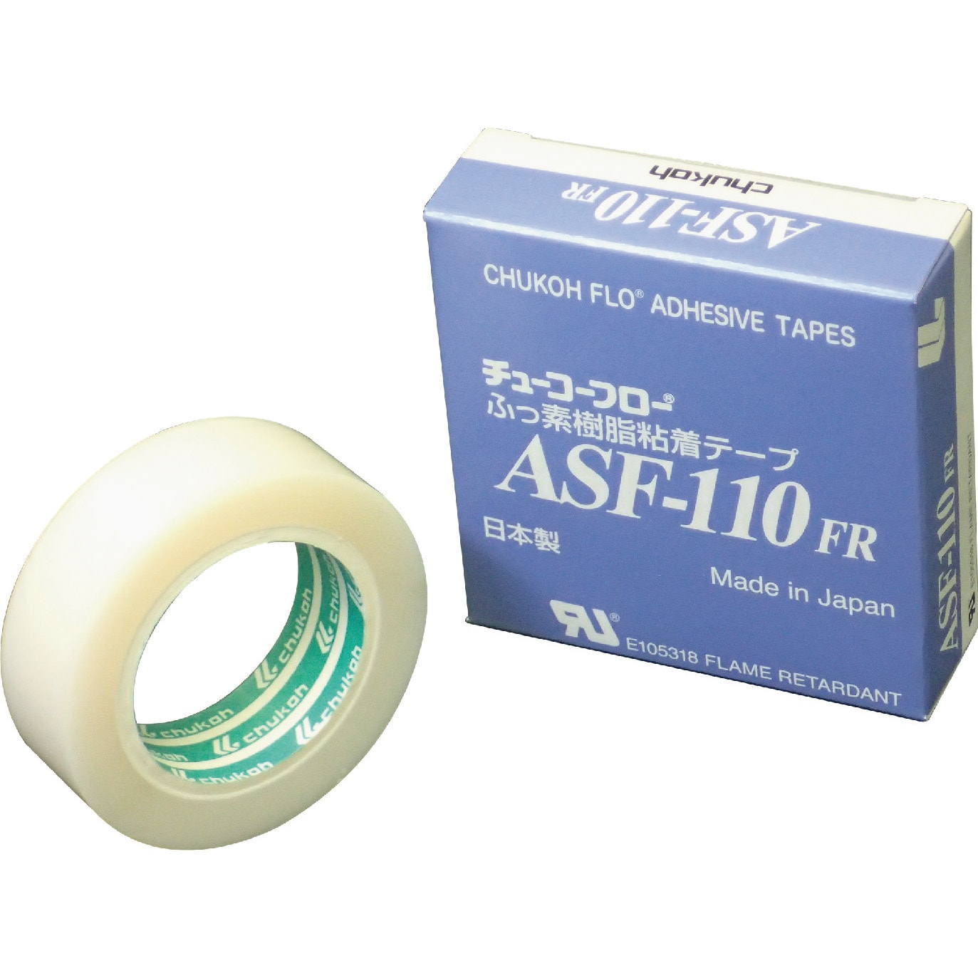チューコーフロー フッ素樹脂フィルム粘着テープ ASFー110FR 0.18t×150w×10m ASF110FR-18X150 中興化成工業 - 1