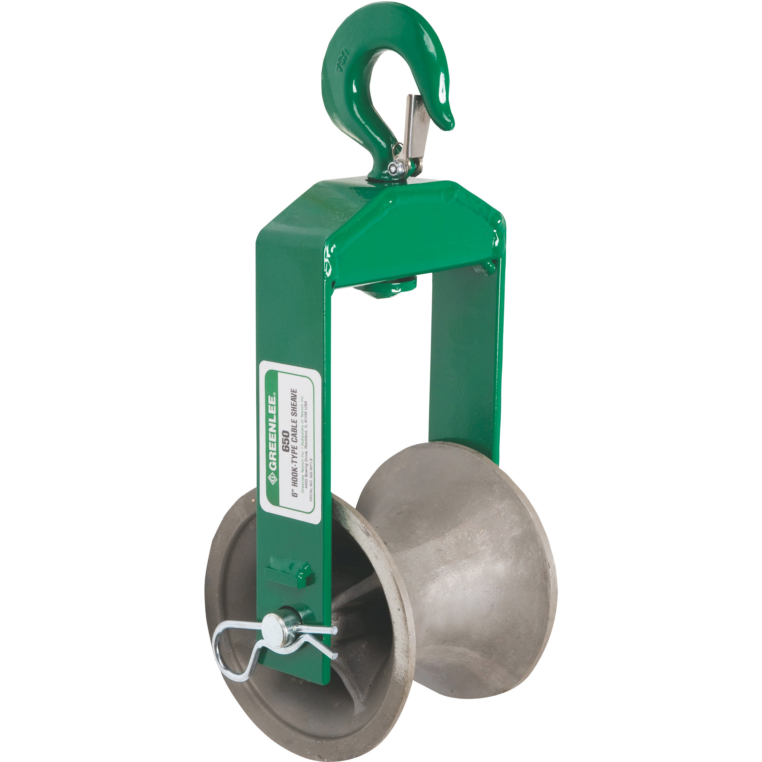 650 フックタイプケーブル滑車 Greenlee 直径(ローラー)152mm 【通販