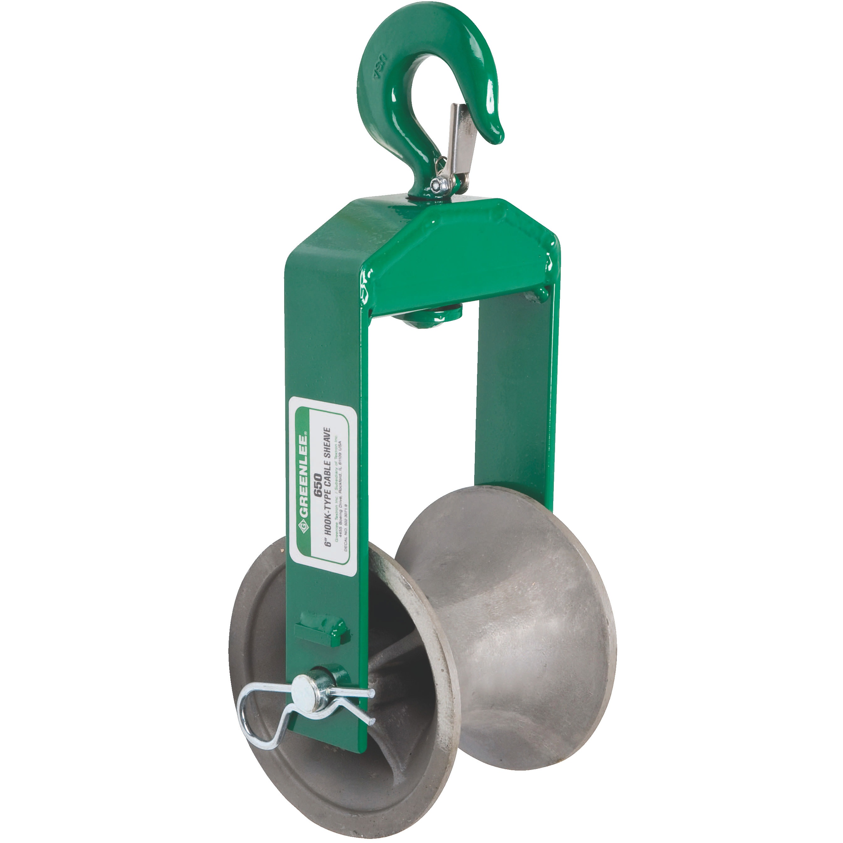 650 フックタイプケーブル滑車 Greenlee 直径(ローラー)152mm 【通販
