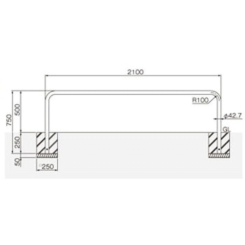 80A-21-075H 自転車用車輪止め用タイプ 帝金 支柱/スチール製 - 【通販モノタロウ】