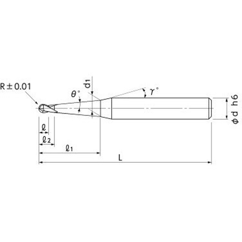 NS ロングテーパーネック2枚刃ボールエンドミル MRBTNH230 R1.5X2 X30 ( 08-00588-15054(MRBTNH230 R1.5X2 X30) ) 日進工具 NS ロングテーパーネック2枚刃ボールエンドミル MRBTNH230 R0
