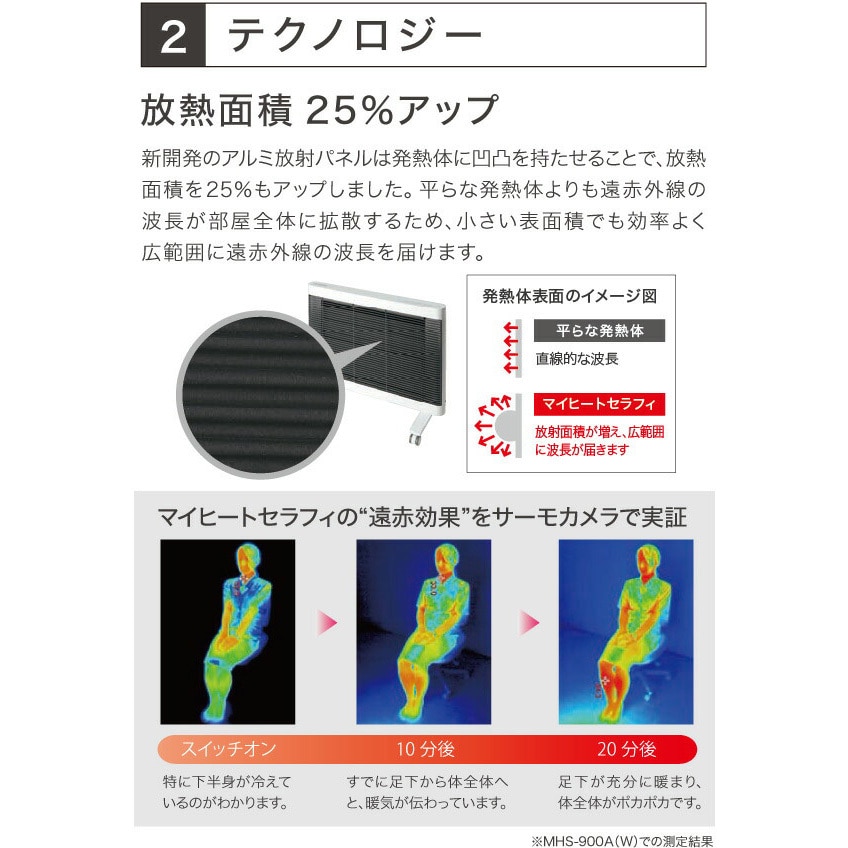 MHS-700(W) 遠赤外線ヒーター マイヒートセラフィ キャスター付き 1台 インターセントラル 【通販モノタロウ】