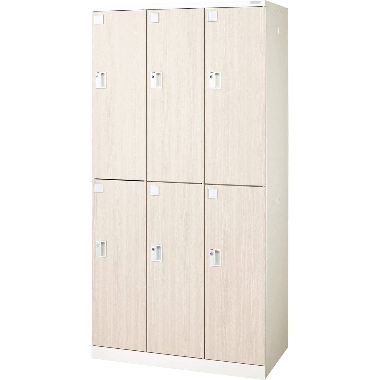 LOC-C32-06EK 木目シート エルム柾 扉幅300mm 本体幅900mm 2段 6人用 ロカーナ LOC-C32-06シリーズ LION (ライオン事務器) 内筒交換錠 Kタイプ