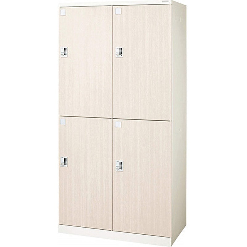 LOC-A22-04EP 木目シート エルム柾 扉幅450mm 本体幅900mm 2段 4人用 ロカーナ LOC-A22-04シリーズ LION (ライオン事務器) プッシュ錠 Pタイプ