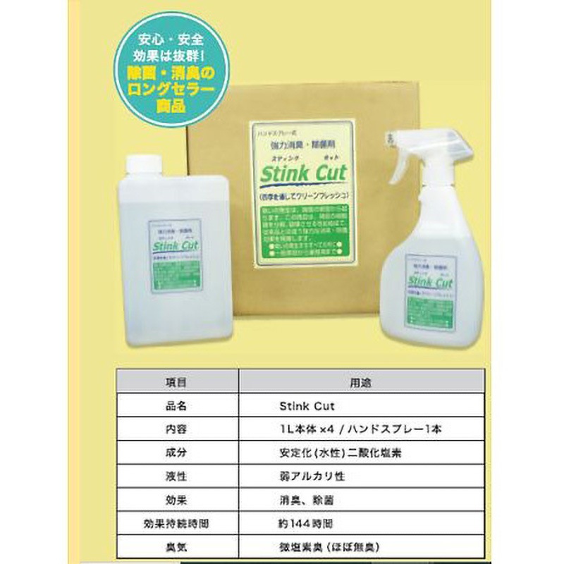 安定化二酸化塩素 1，000ppm スティンクカット 4L 富士化成 消臭抗菌