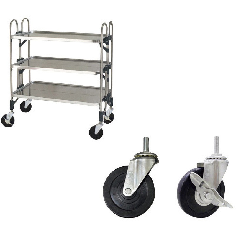 FEAW-3GM ステンレス製 折りたたみ式ワゴン ゴムキャスター仕様 1台 トクヤマ 【通販モノタロウ】