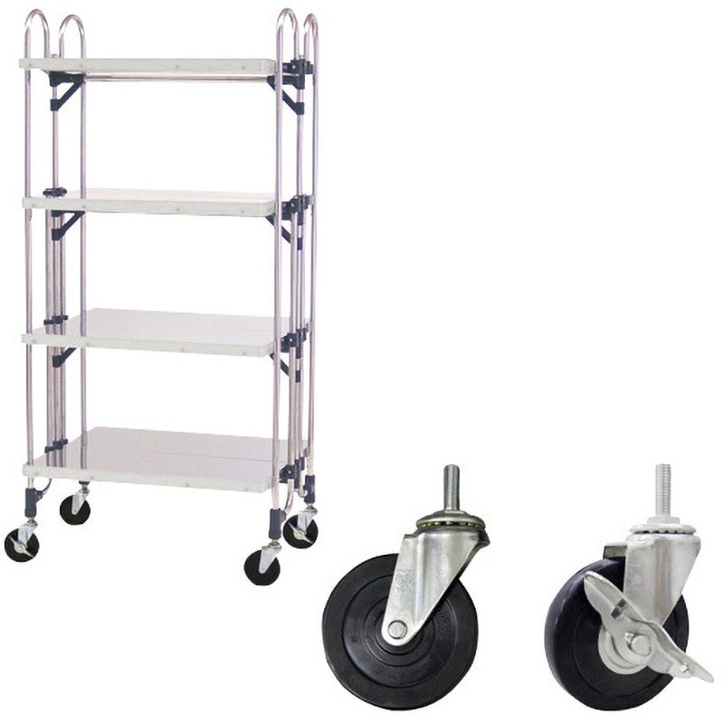 FEAM-4FFD ステンレス製 折りたたみ式ワゴン 導電仕様 1台 トクヤマ 【通販モノタロウ】 82,390円