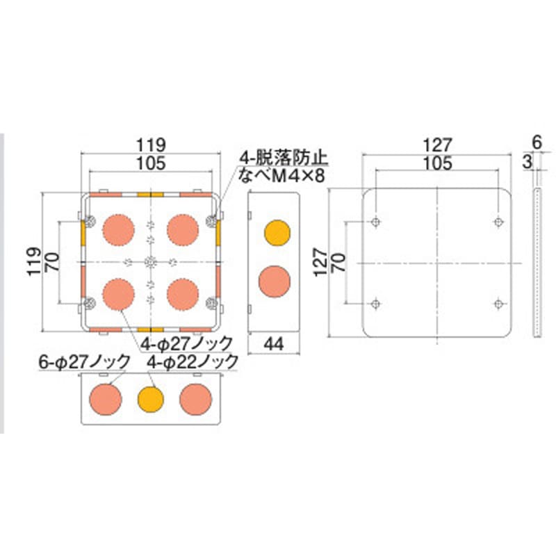 4OBL4APJHW アウトレットボックスAタイププレート付4OB 日動電工 大浅