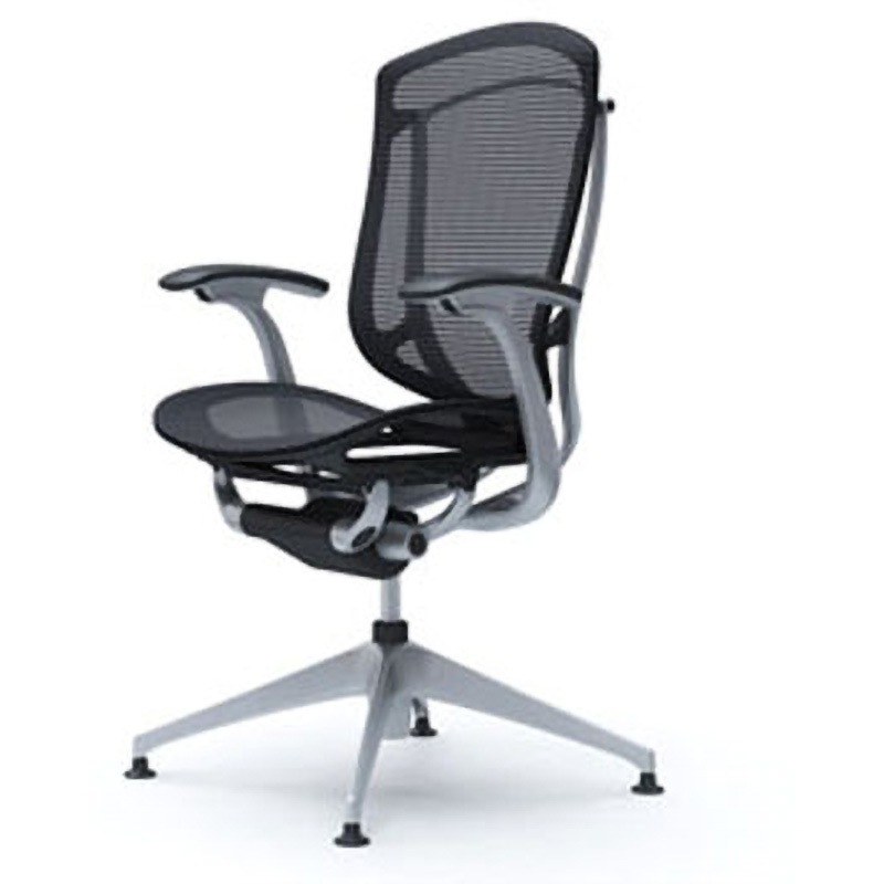 CC41ER FPG1 コンテッサセコンダ オフィスチェア(固定肘・座メッシュ)(4本脚オートリターン) オカムラ(岡村製作所) 肘掛あり デザインアーム シルバー/ブラック   CC41ER FPG1 109,890円