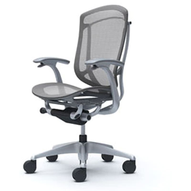 CC41GA FPH2 コンテッサセコンダ オフィスチェア(固定肘・座メッシュ)(5本脚/ハイバック) オカムラ(岡村製作所) 肘掛あり シルバー/グレー デザインアーム   CC41GA FPH2