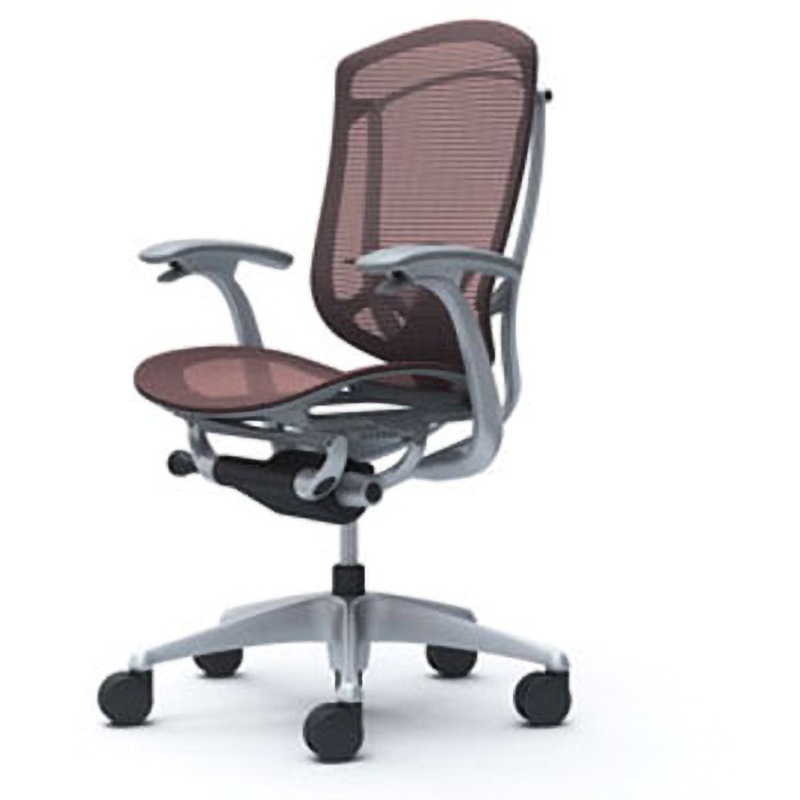 CC41GE FPG8 コンテッサセコンダ オフィスチェア(固定肘・座メッシュ)(5本脚/ハイバック) オカムラ(岡村製作所) 肘掛あり シルバー/グレー ダークブラウン色   CC41GE FPG8
