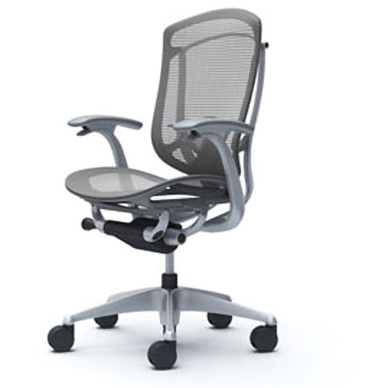 CC41GE FPH2 コンテッサセコンダ オフィスチェア(固定肘・座メッシュ)(5本脚/ハイバック) オカムラ(岡村製作所) 肘掛あり シルバー/グレー   CC41GE FPH2