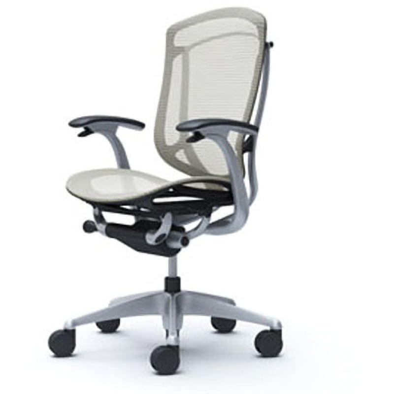 CC41GR FPG2 コンテッサセコンダ オフィスチェア(固定肘・座メッシュ)(5本脚/ハイバック) オカムラ(岡村製作所) 肘掛あり シルバー/ブラック デザインアーム ホワイト色   CC41GR FPG2