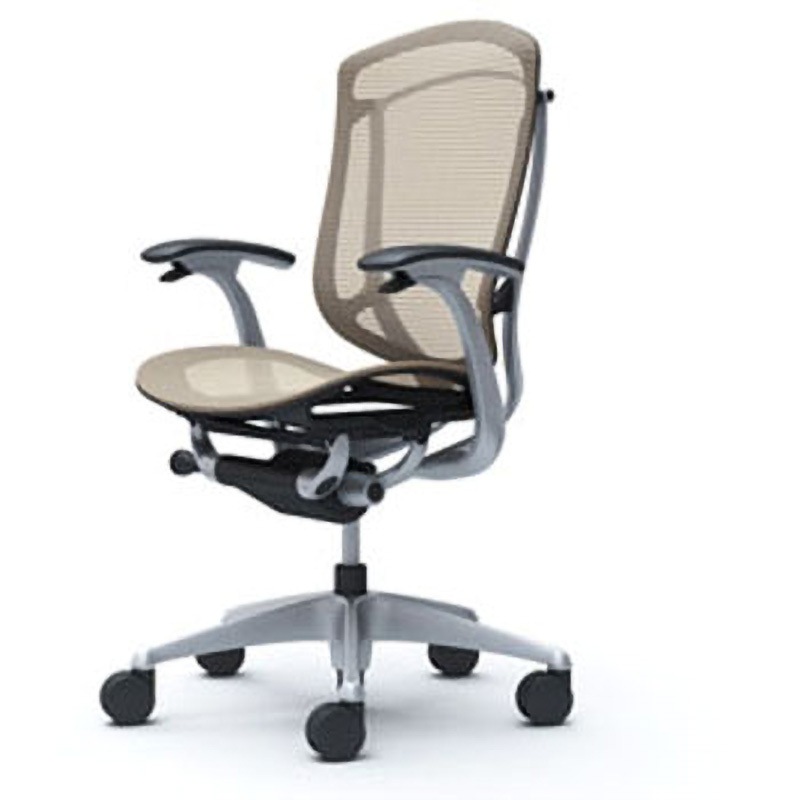 CC41GR FPG7 コンテッサセコンダ オフィスチェア(固定肘・座メッシュ)(5本脚/ハイバック) オカムラ(岡村製作所) 肘掛あり シルバー/ブラック デザインアーム ベージュ色   CC41GR FPG7