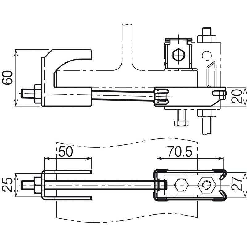 HBURGH1520F HB1U吊り金具用横揺れ補強金具(H形鋼用) 1個 ネグロス電工