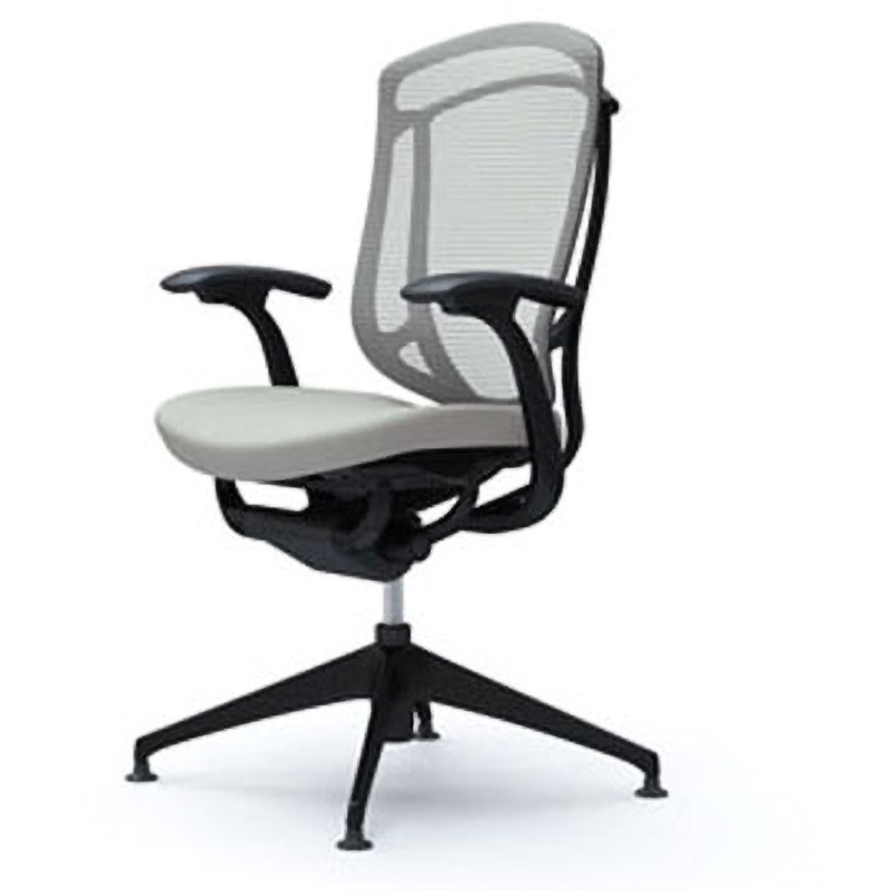 CC43CR FPC3 コンテッサセコンダ オフィスチェア(固定肘・座クッション)(4本脚オートリターン) オカムラ(岡村製作所) 肘掛あり デザインアーム ブラック/ブラック ライトグレー色   CC43CR FPC3