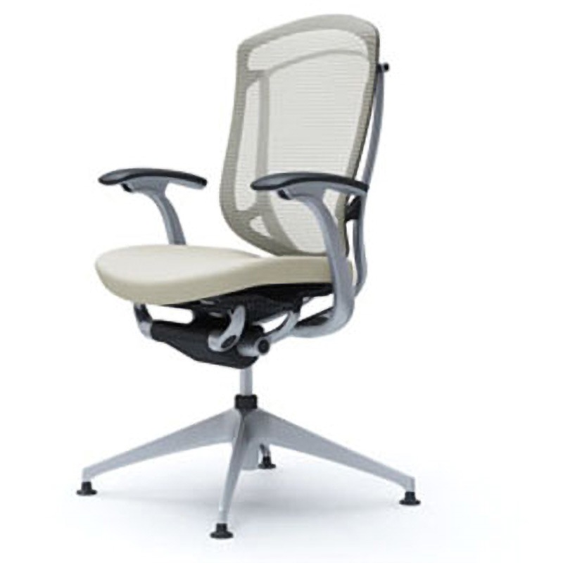 CC43ER FPC2 コンテッサセコンダ オフィスチェア(固定肘・座クッション)(4本脚オートリターン) オカムラ(岡村製作所) 肘掛あり デザインアーム シルバー/ブラック ホワイト色   CC43ER FPC2