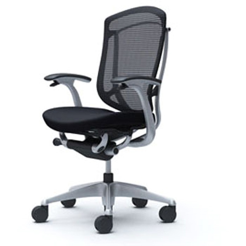 CC43GR FPC1 コンテッサセコンダ オフィスチェア(固定肘・座クッション)(5本脚/ハイバック) オカムラ(岡村製作所) 肘掛あり シルバー/ブラック デザインアーム   CC43GR FPC1 109,890円