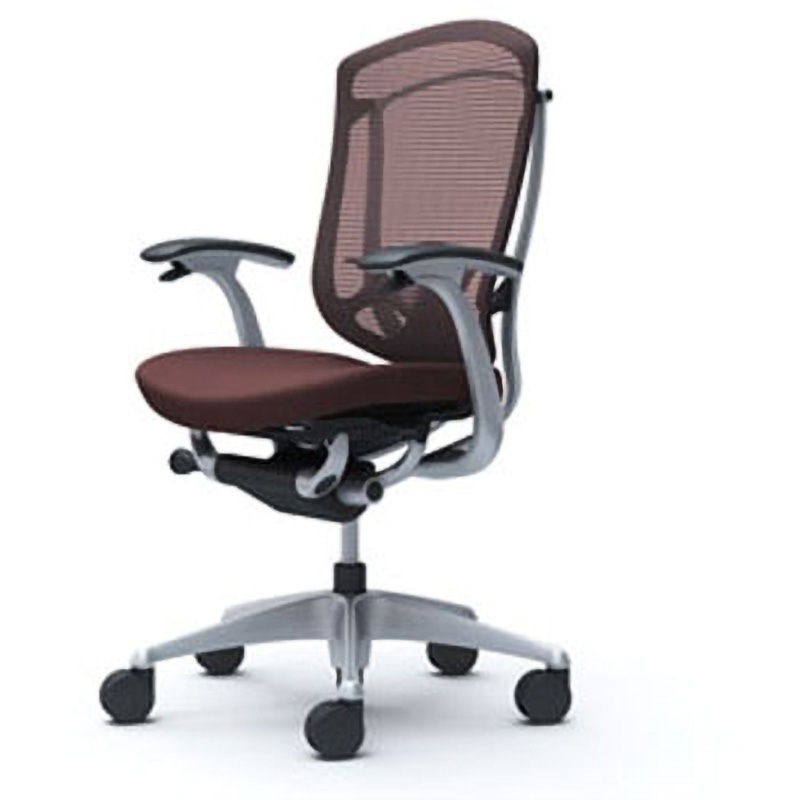 CC43GS FPC8 コンテッサセコンダ オフィスチェア(固定肘・座クッション)(5本脚/ハイバック) オカムラ(岡村製作所) 肘掛あり シルバー/ブラック ダークブラウン色   CC43GS FPC8