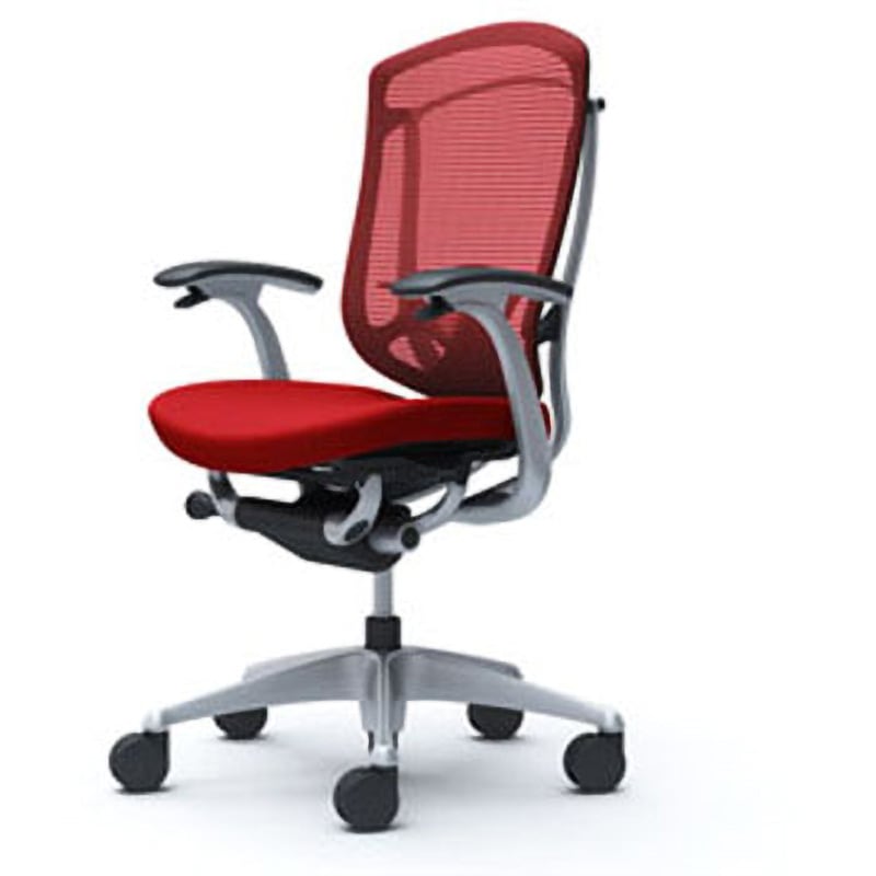 CC43GS FPC9 コンテッサセコンダ オフィスチェア(固定肘・座クッション)(5本脚/ハイバック) オカムラ(岡村製作所) 肘掛あり シルバー/ブラック レッド色   CC43GS FPC9 109,900円