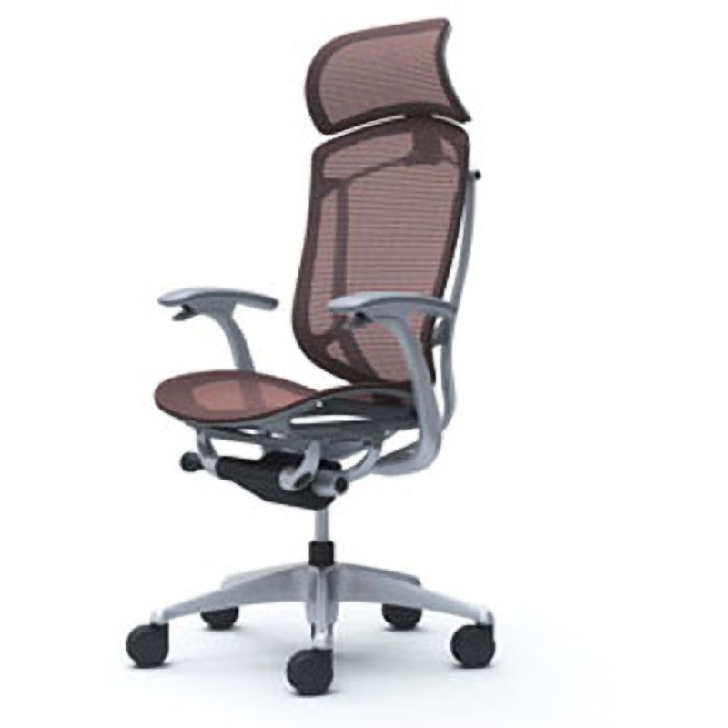 CC45GA FPG8 コンテッサセコンダ オフィスチェア(固定肘・座メッシュ)(5本脚/エクストラハイバック) オカムラ(岡村製作所) 肘掛あり シルバー/グレー ダークブラウン色   CC45GA FPG8