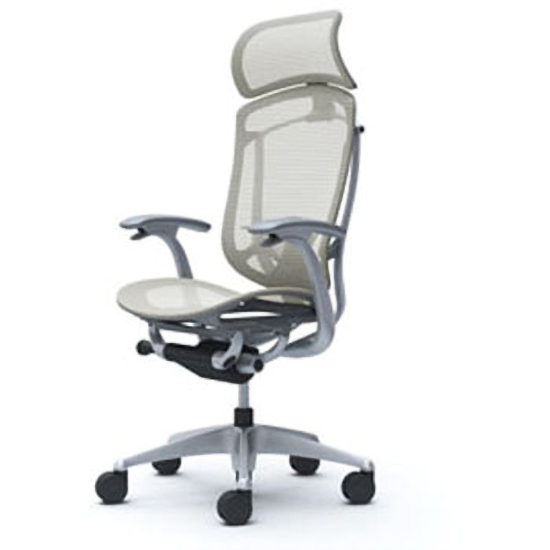 CC45GE FPG2 コンテッサセコンダ オフィスチェア(固定肘・座メッシュ)(5本脚/エクストラハイバック) オカムラ(岡村製作所) 肘掛あり シルバー/グレー ホワイト色   CC45GE FPG2