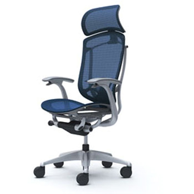 CC45GE FPG4 コンテッサセコンダ オフィスチェア(固定肘・座メッシュ)(5本脚/エクストラハイバック) オカムラ(岡村製作所) 肘掛あり シルバー/グレー ダークブルー色   CC45GE FPG4 239,800円