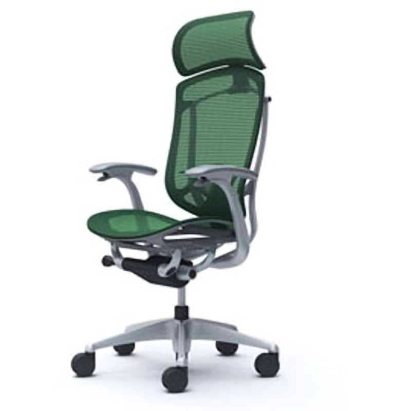 CC45GE FPH5 コンテッサセコンダ オフィスチェア(固定肘・座メッシュ)(5本脚/エクストラハイバック) オカムラ(岡村製作所) 肘掛あり シルバー/グレー ダークグリーン色   CC45GE FPH5 239,800円