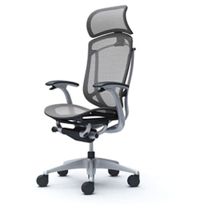 CC45GR FPH2 コンテッサセコンダ オフィスチェア(固定肘・座メッシュ)(5本脚/エクストラハイバック) オカムラ(岡村製作所) 肘掛あり シルバー/ブラック ミディアムグレー色   CC45GR FPH2 229,800円