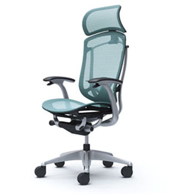 CC45GS FPG6 コンテッサセコンダ オフィスチェア(固定肘・座メッシュ)(5本脚/エクストラハイバック) オカムラ(岡村製作所) 肘掛あり シルバー/ブラック セージ色   CC45GS FPG6
