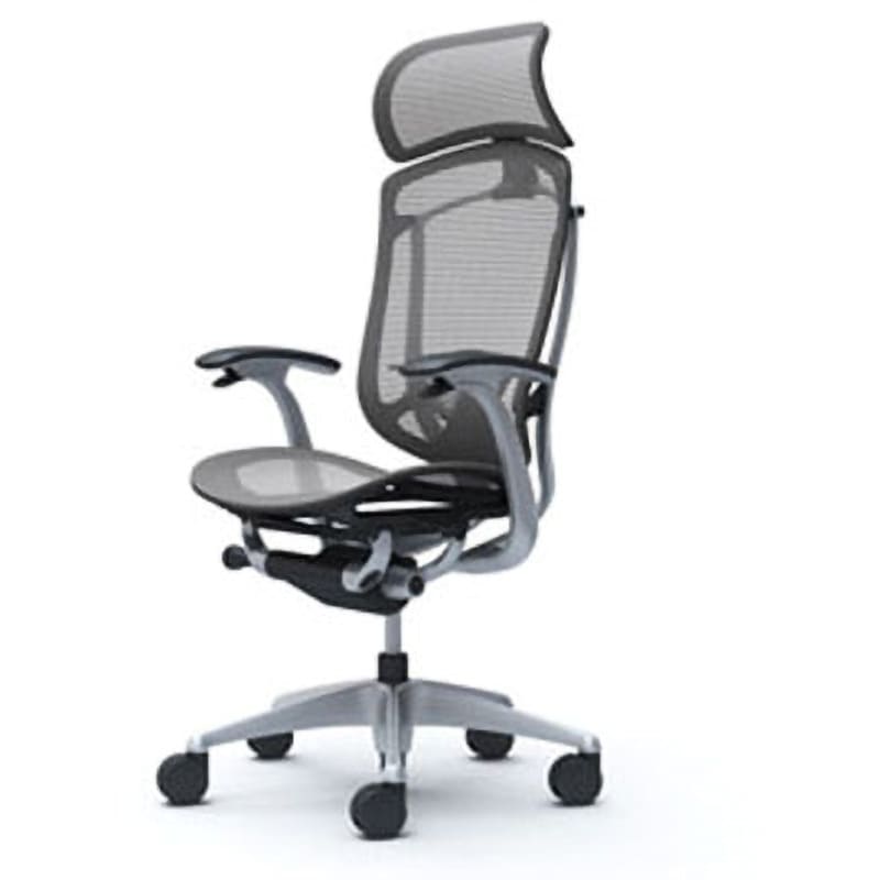 CC45GS FPH2 コンテッサセコンダ オフィスチェア(固定肘・座メッシュ)(5本脚/エクストラハイバック) オカムラ(岡村製作所) 肘掛あり シルバー/ブラック ミディアムグレー色   CC45GS FPH2