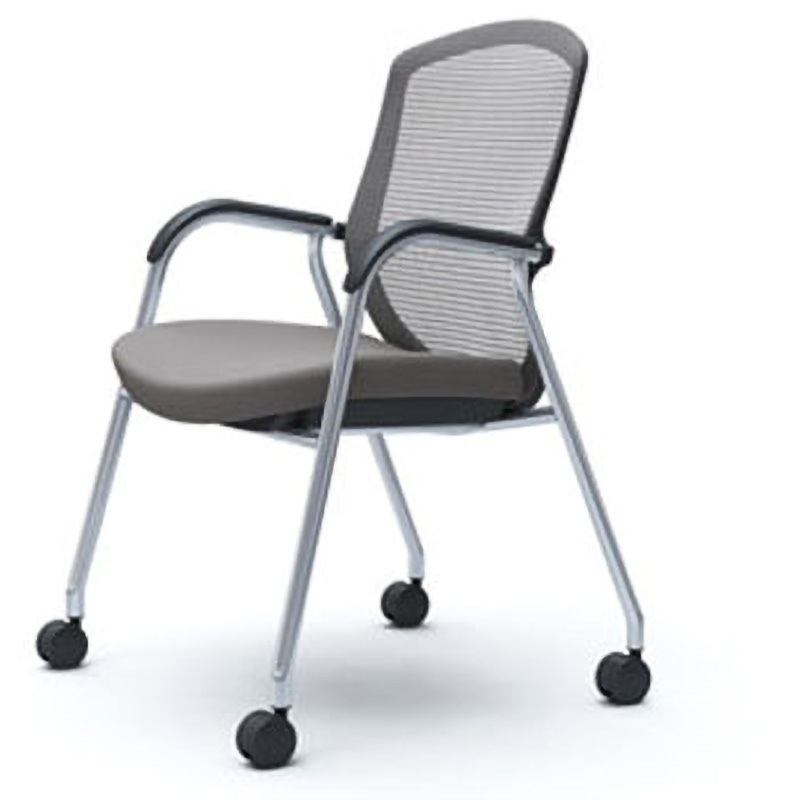 CC73BR FPD2 コンテッサセコンダ オフィスチェア(ゲストチェア) オカムラ(岡村製作所) キャスターあり 固定肘 ミディアムグレー色 高さ900mm幅580mm奥行586mm  CC73BR FPD2