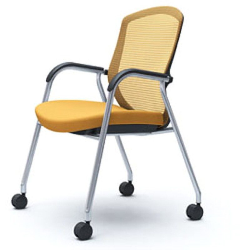 CC73BR FPD9 コンテッサセコンダ オフィスチェア(ゲストチェア) オカムラ(岡村製作所) キャスターあり 固定肘 イエロー 高さ900mm幅580mm奥行586mm  CC73BR FPD9 82,390円