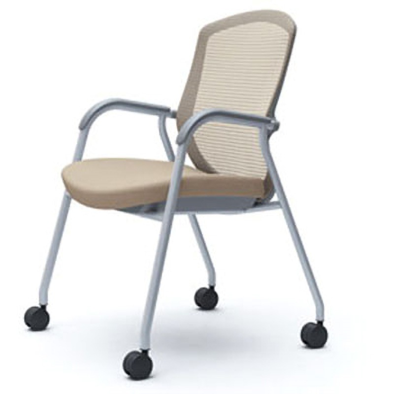 CC73GA FPC7 コンテッサセコンダ オフィスチェア(ゲストチェア) オカムラ(岡村製作所) キャスターあり 固定肘 ベージュ色 高さ900mm幅580mm奥行586mm  CC73GA FPC7
