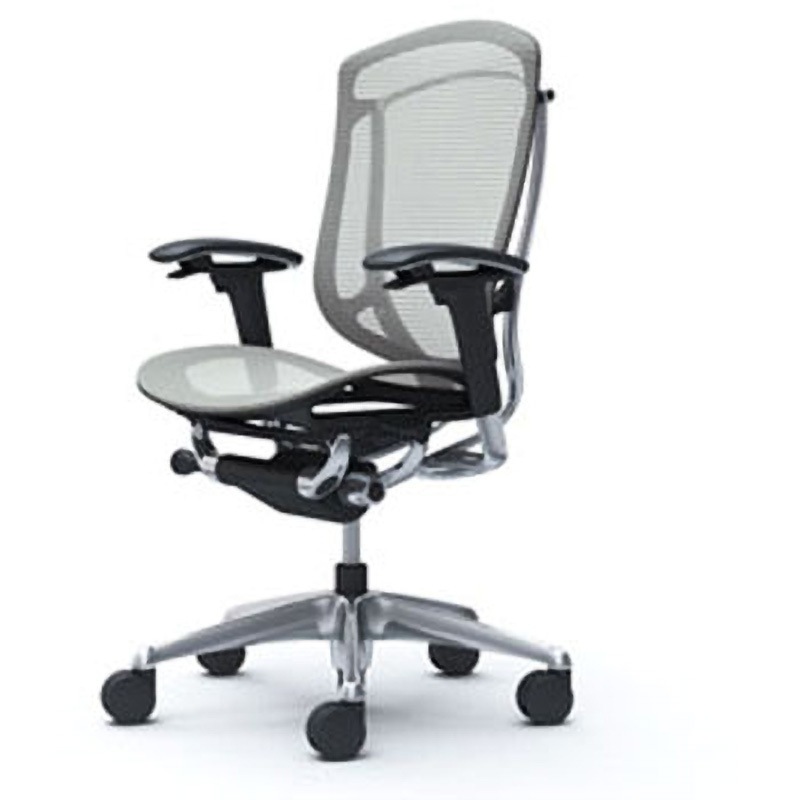 CC81BR FPG3 コンテッサセコンダ オフィスチェア(可動肘・座メッシュ)(5本脚/ハイバック) オカムラ(岡村製作所) 肘掛あり ポリッシュ/ブラック アジャストアーム ライトグレー色   CC81BR FPG3