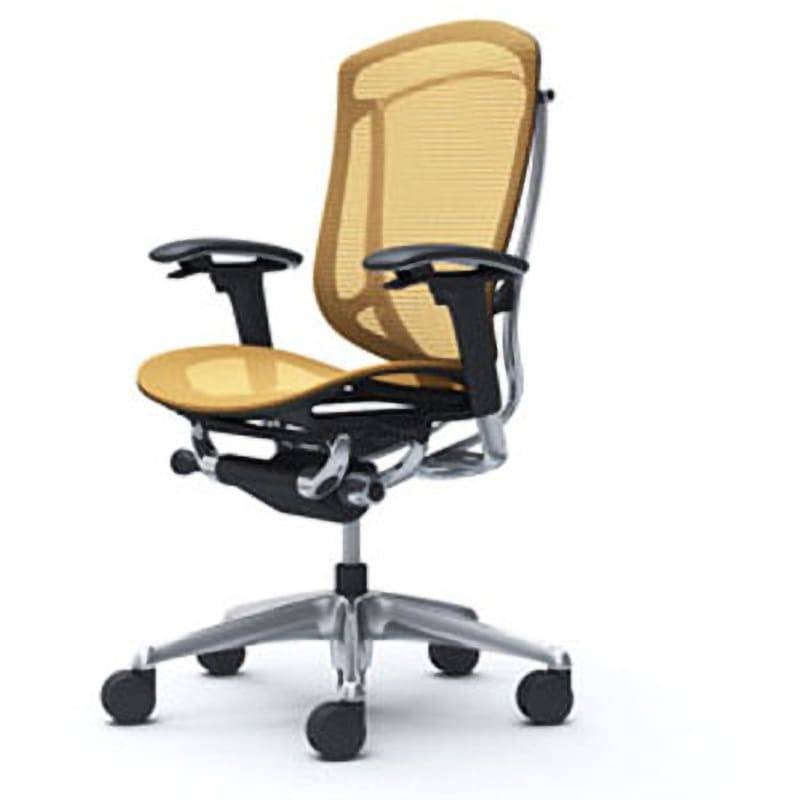 CC81BR FPH9 コンテッサセコンダ オフィスチェア(可動肘・座メッシュ)(5本脚/ハイバック) オカムラ(岡村製作所) 肘掛あり ポリッシュ/ブラック アジャストアーム イエロー色   CC81BR FPH9 229,800円