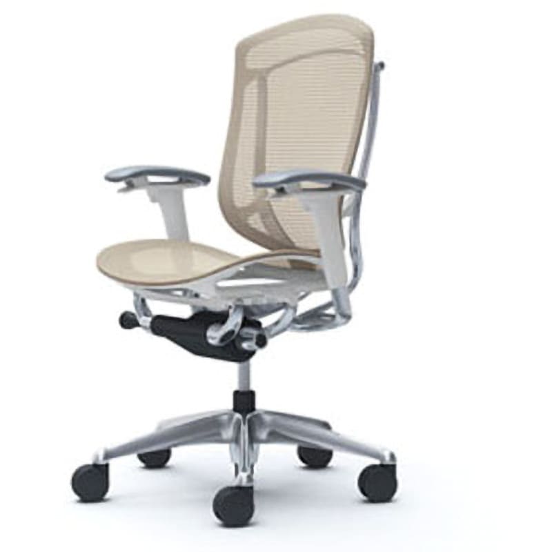 CC81BW FPG7 コンテッサセコンダ オフィスチェア(可動肘・座メッシュ)(5本脚/ハイバック) オカムラ(岡村製作所) 肘掛あり ポリッシュ/ホワイト アジャストアーム ベージュ色   CC81BW FPG7