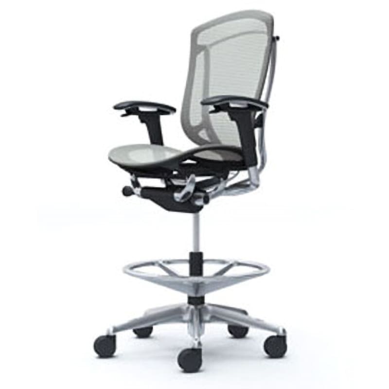 CC81HR FPG3 コンテッサセコンダ オフィスチェア(可動肘・座メッシュ)(5本脚/ハイチェア) オカムラ(岡村製作所) 肘掛あり ポリッシュ/ブラック アジャストアーム ライトグレー色   CC81HR FPG3