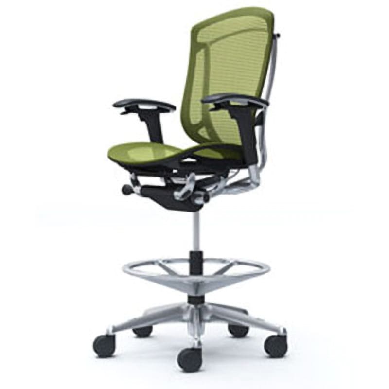 CC81HR FPG5 コンテッサセコンダ オフィスチェア(可動肘・座メッシュ)(5本脚/ハイチェア) オカムラ(岡村製作所) 肘掛あり ポリッシュ/ブラック アジャストアーム グリーン色   CC81HR FPG5