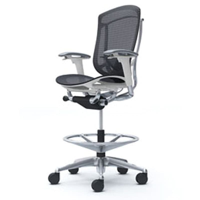 CC81HZ FPG1 コンテッサセコンダ オフィスチェア(可動肘・座メッシュ)(5本脚/ハイチェア) オカムラ(岡村製作所) 肘掛あり ポリッシュ/ホワイト ブラック色   CC81HZ FPG1