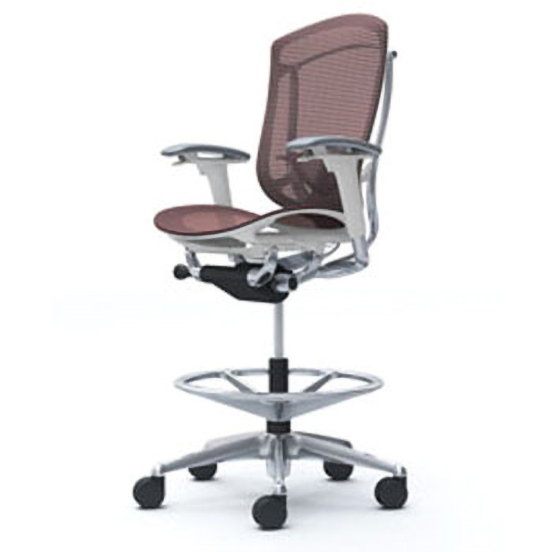 CC81HZ FPG8 コンテッサセコンダ オフィスチェア(可動肘・座メッシュ)(5本脚/ハイチェア) オカムラ(岡村製作所) 肘掛あり ポリッシュ/ホワイト ダークブラウン色   CC81HZ FPG8