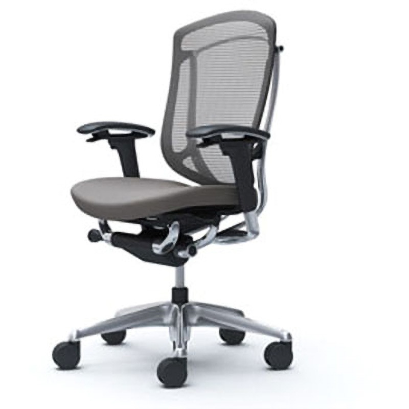 CC83BR FPD2 コンテッサセコンダ オフィスチェア(可動肘・座クッション)(5本脚/ハイバック) オカムラ(岡村製作所) 肘掛あり ポリッシュ/ブラック アジャストアーム ミディアムグレー色   CC83BR FPD2