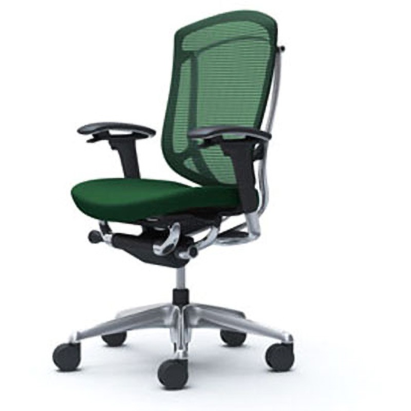 CC83BR FPD5 コンテッサセコンダ オフィスチェア(可動肘・座クッション)(5本脚/ハイバック) オカムラ(岡村製作所) 肘掛あり ポリッシュ/ブラック アジャストアーム ダークグリーン色   CC83BR FPD5