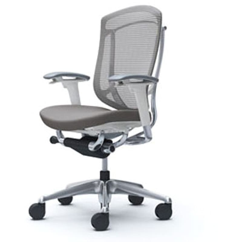 CC83BW FPD2 コンテッサセコンダ オフィスチェア(可動肘・座クッション)(5本脚/ハイバック) オカムラ(岡村製作所) 肘掛あり ポリッシュ/ホワイト アジャストアーム ミディアムグレー色   CC83BW FPD2 229,800円