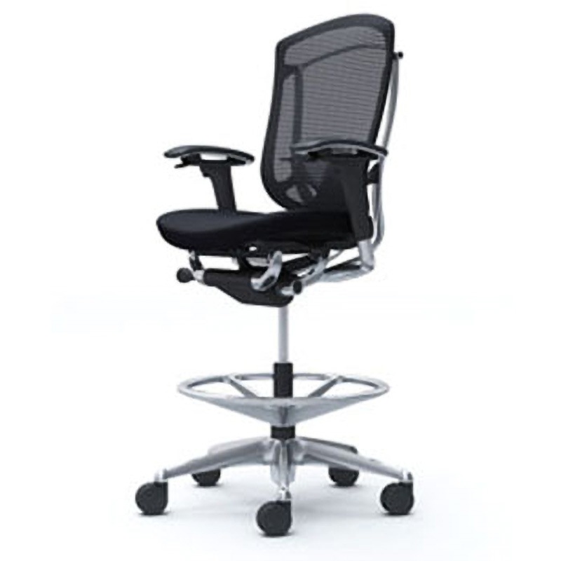 CC83HS FPC1 コンテッサセコンダ オフィスチェア(可動肘・座クッション)(5本脚/ハイチェア) オカムラ(岡村製作所) 肘掛あり ポリッシュ/ブラック   CC83HS FPC1