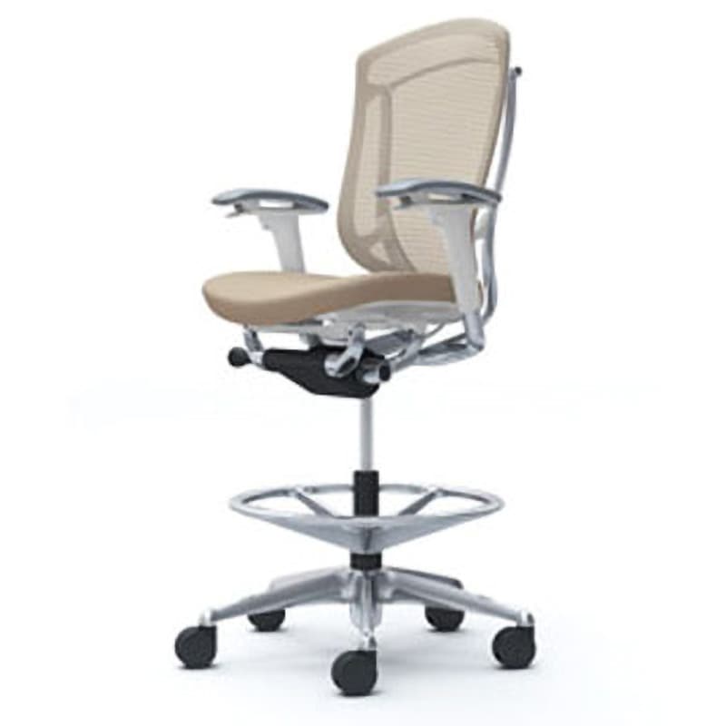 CC83HW FPC7 コンテッサセコンダ オフィスチェア(可動肘・座クッション)(5本脚/ハイチェア) オカムラ(岡村製作所) 肘掛あり ポリッシュ/ホワイト アジャストアーム ベージュ色   CC83HW FPC7