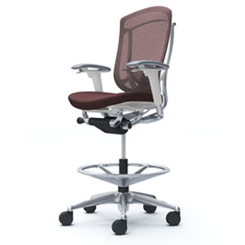 CC83HZ FPC8 コンテッサセコンダ オフィスチェア(可動肘・座クッション)(5本脚/ハイチェア) オカムラ(岡村製作所) 肘掛あり ポリッシュ/ホワイト ダークブラウン色   CC83HZ FPC8